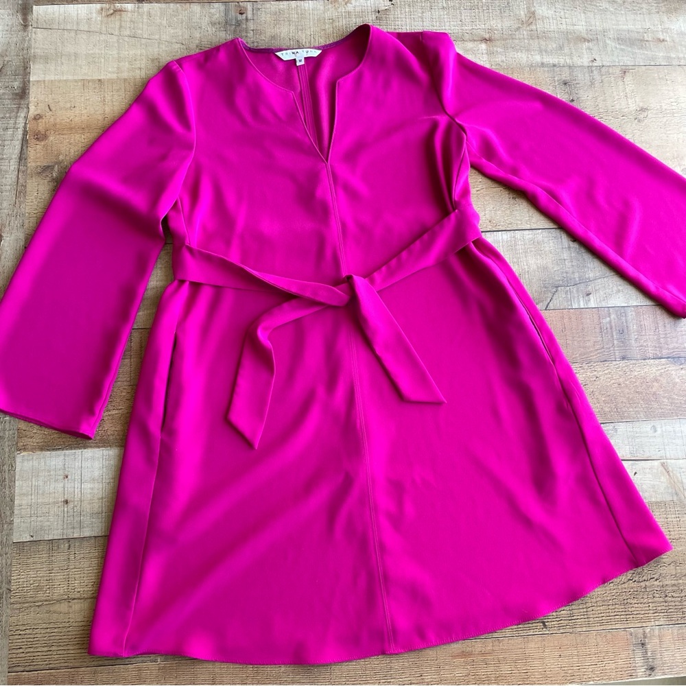 Trina Turk Belted A-Line Tunic Dress MEDIUM Fuchsia Pink